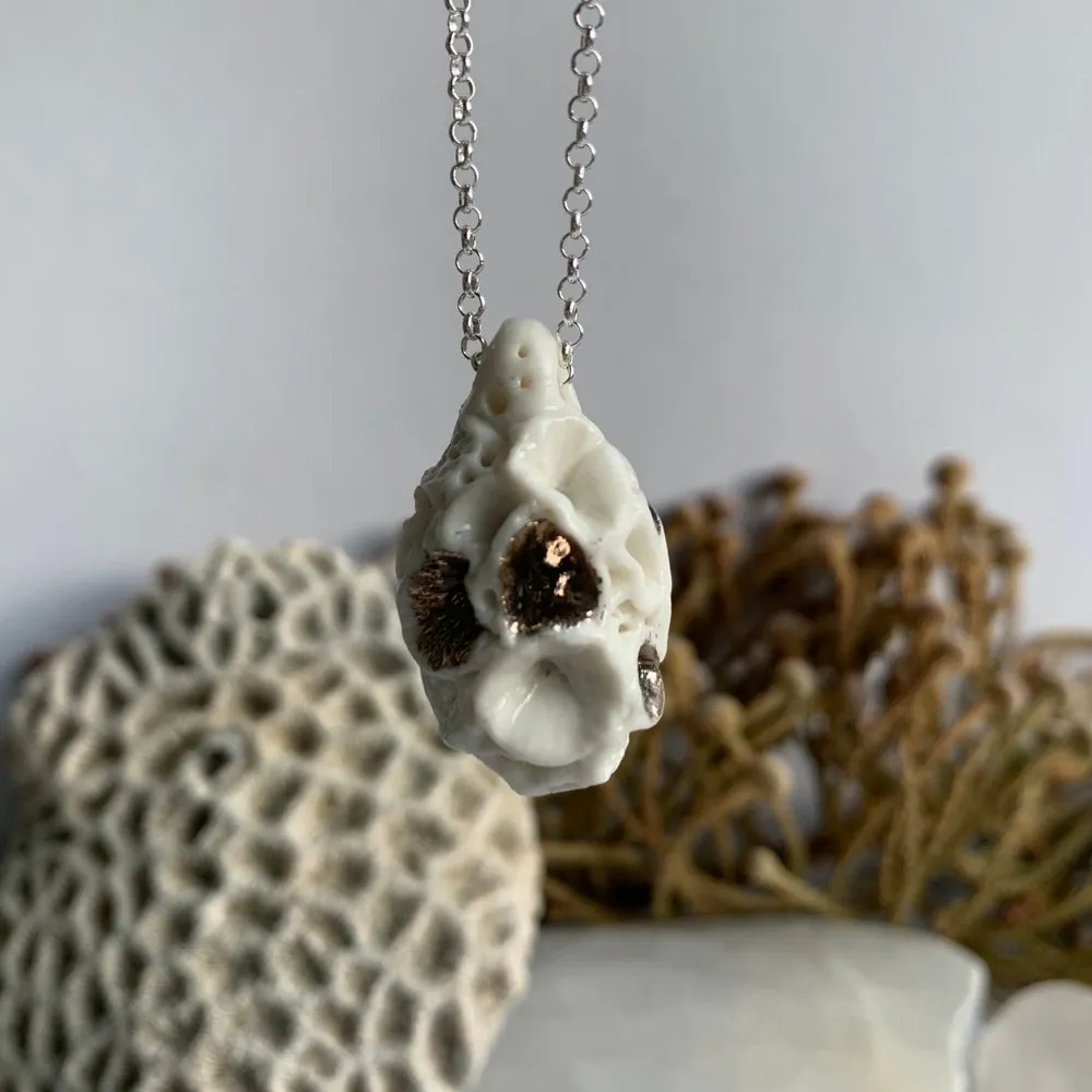 ‘Rock coral’ pod shaped pendant on sterling silver chain