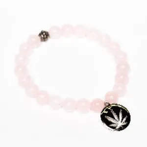 Rose Quartz Beauty Beaded Bracelet Sterling Silver Charm