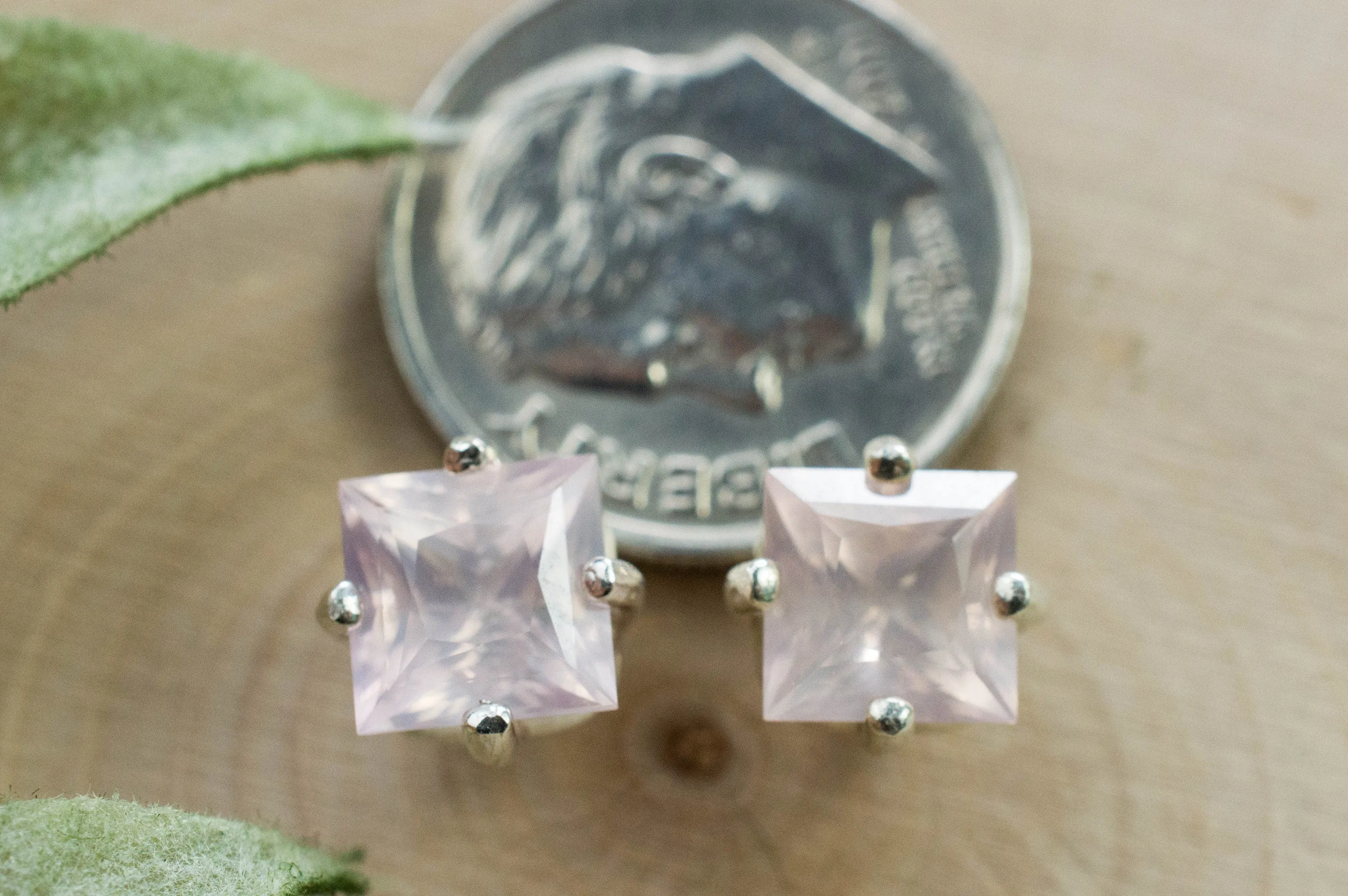 Rose Quartz Earrings; Natural Untreated Brazil Rose Quartz; 2.565cts