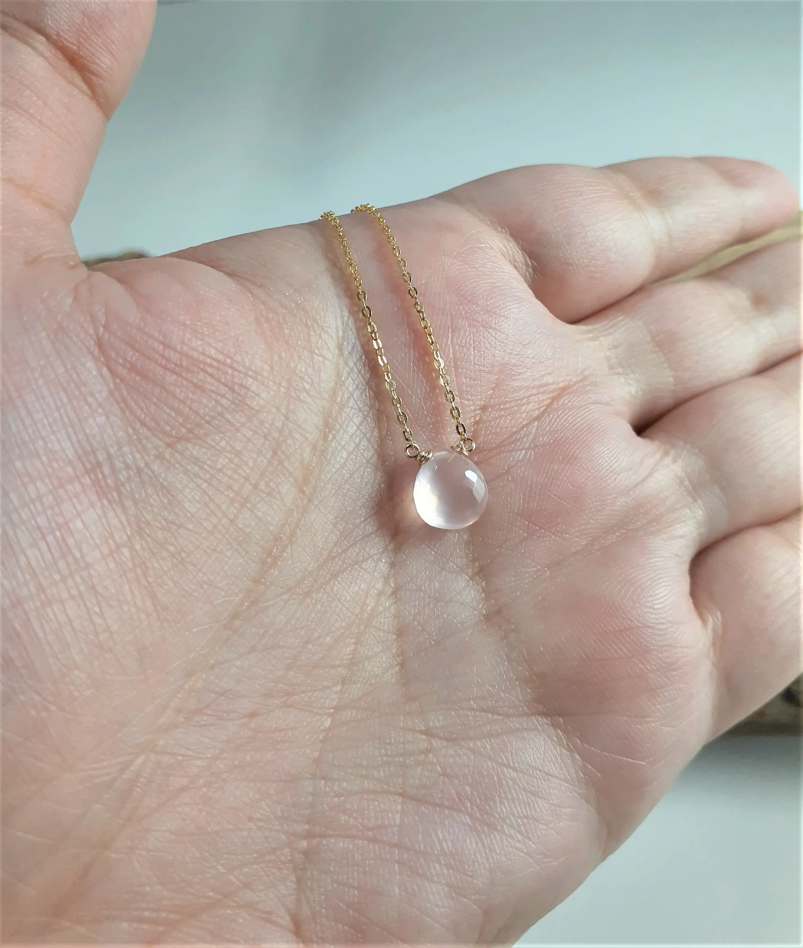 Rose Quartz Heart Briolette Necklace