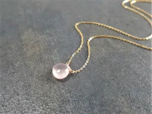 Rose Quartz Heart Briolette Necklace