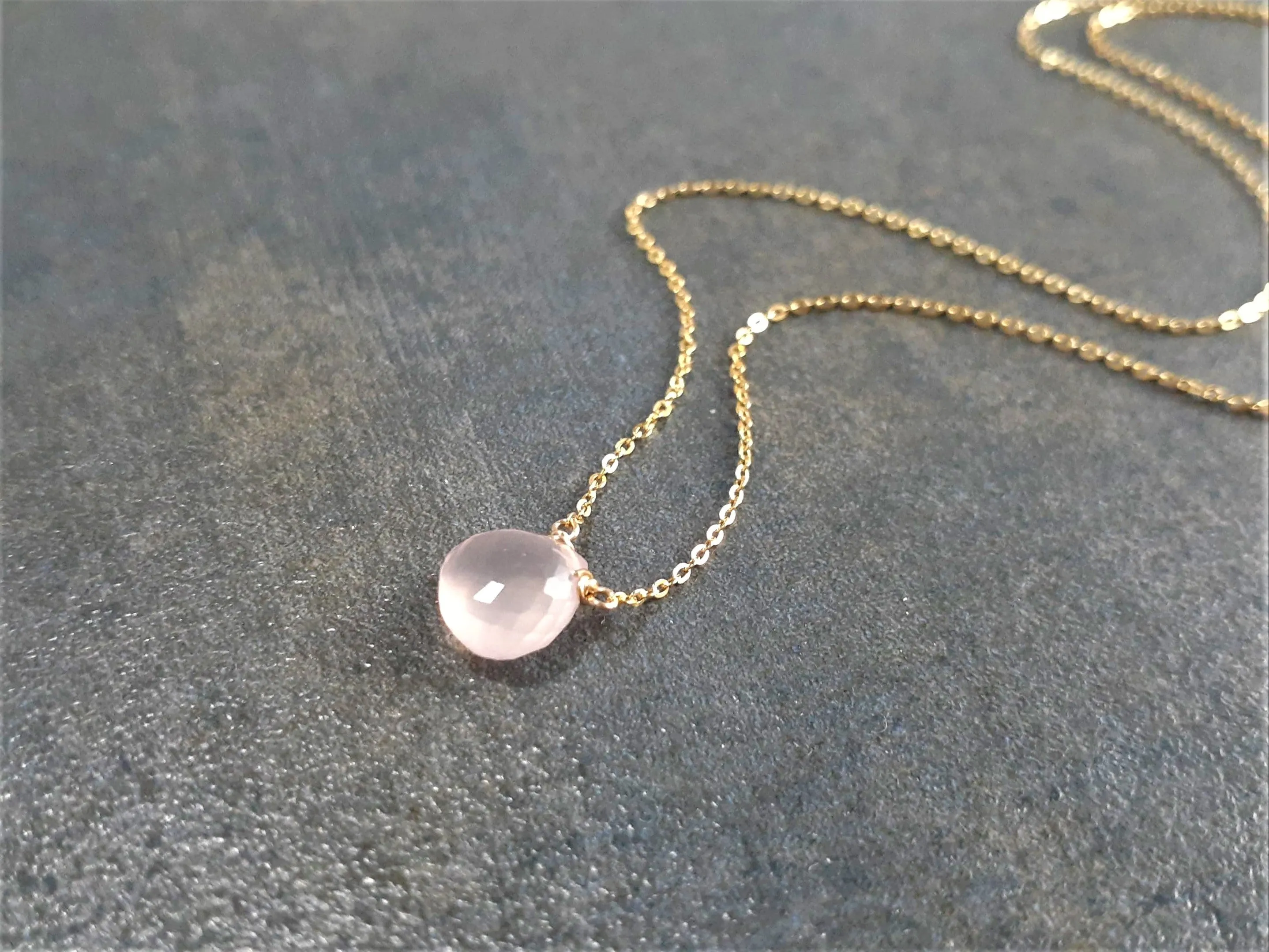 Rose Quartz Heart Briolette Necklace