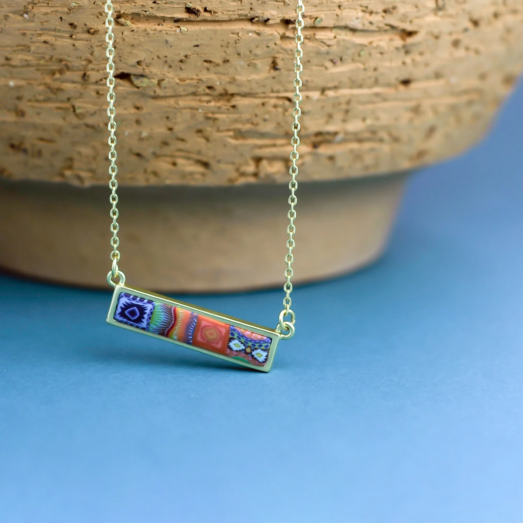 Sedona Sky Gold Reversible Bar Necklace