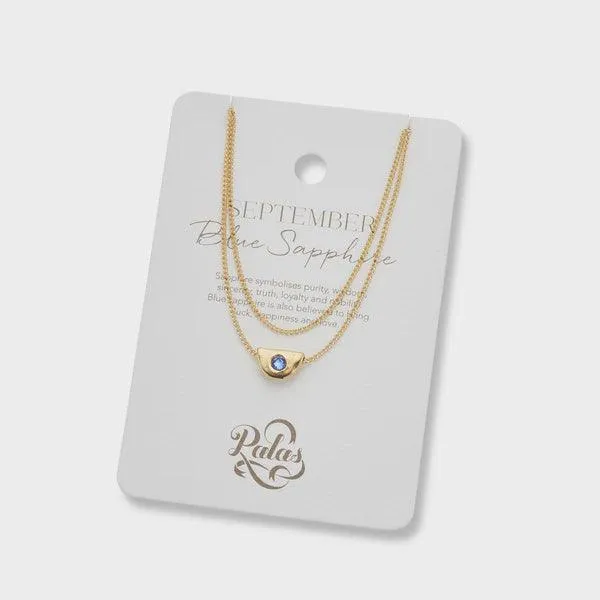 September sapphire birthstone necklace 18k gold plated