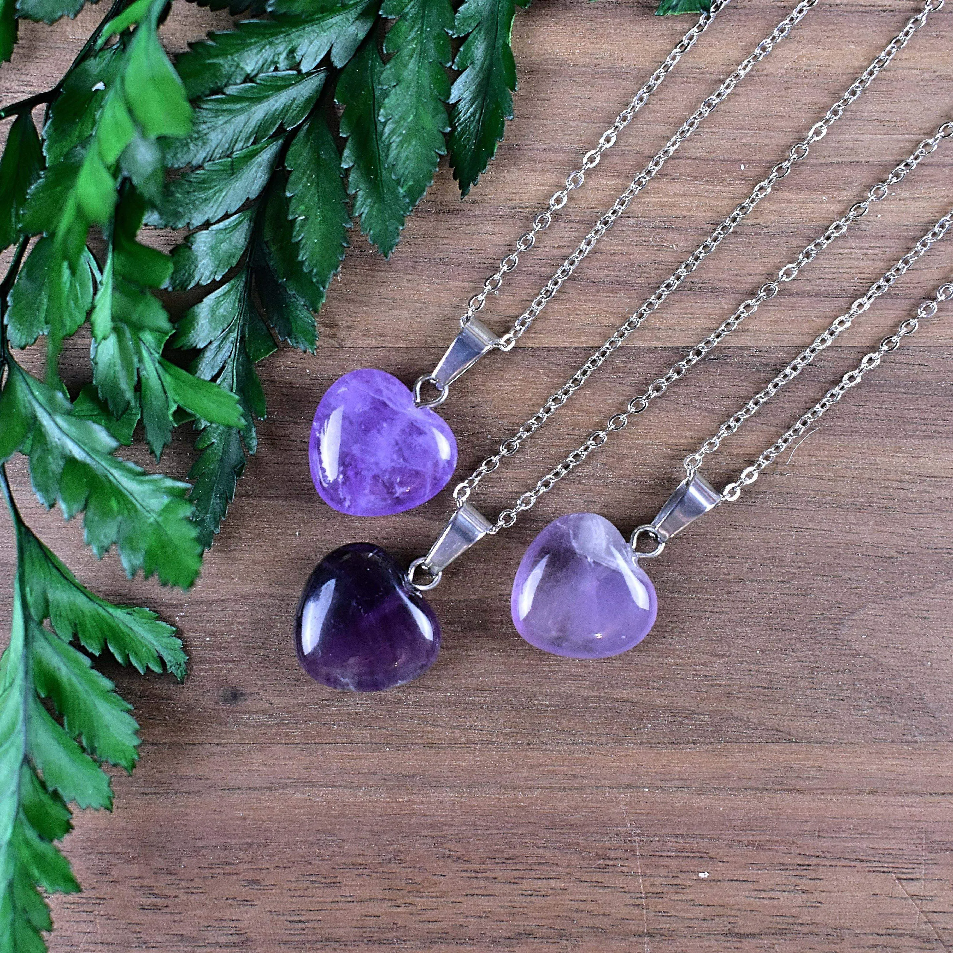 Silver Amethyst Heart Necklace