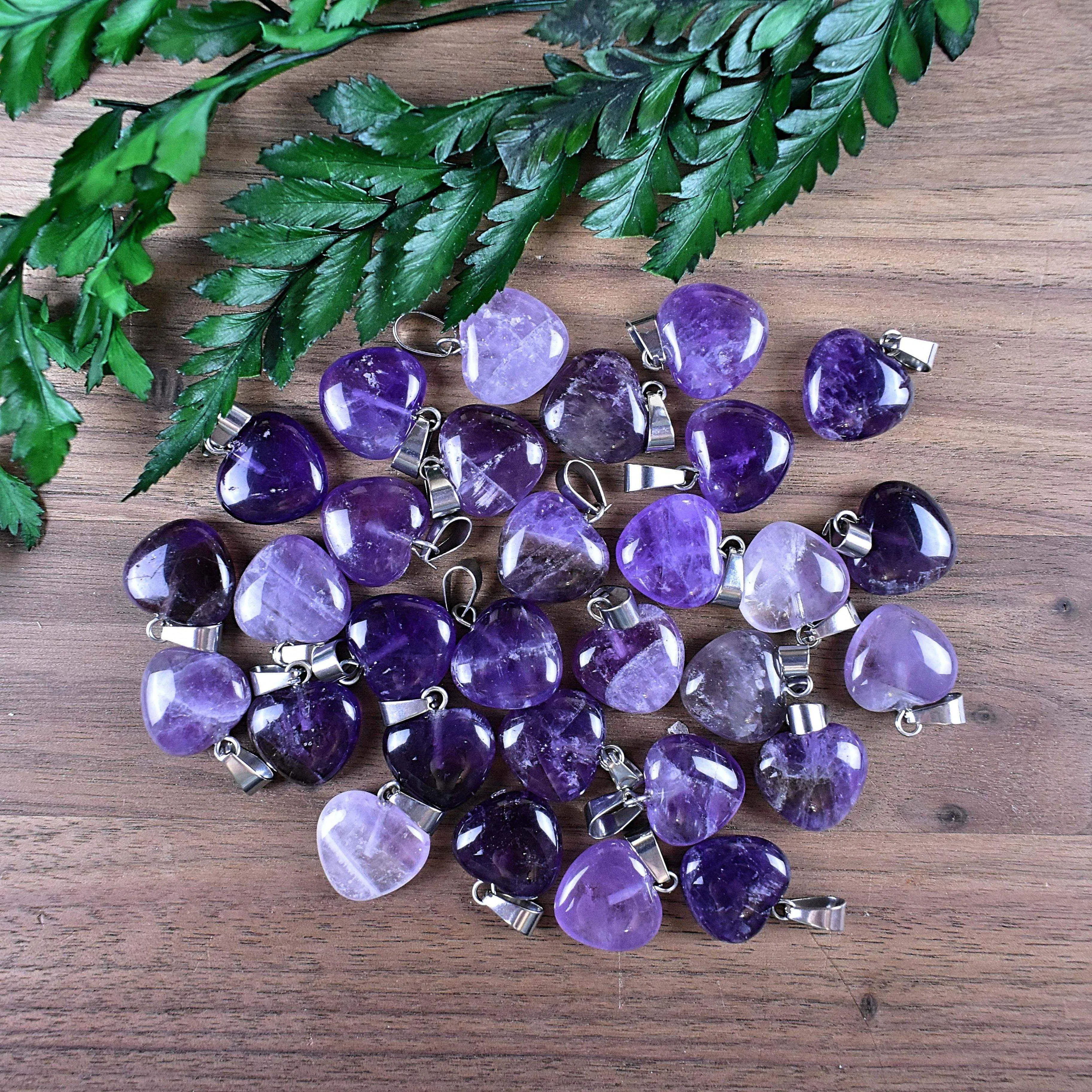 Silver Amethyst Heart Necklace