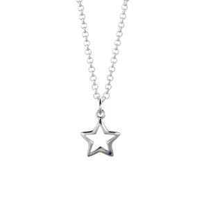 Silver and Sapphire Open Star Necklace
