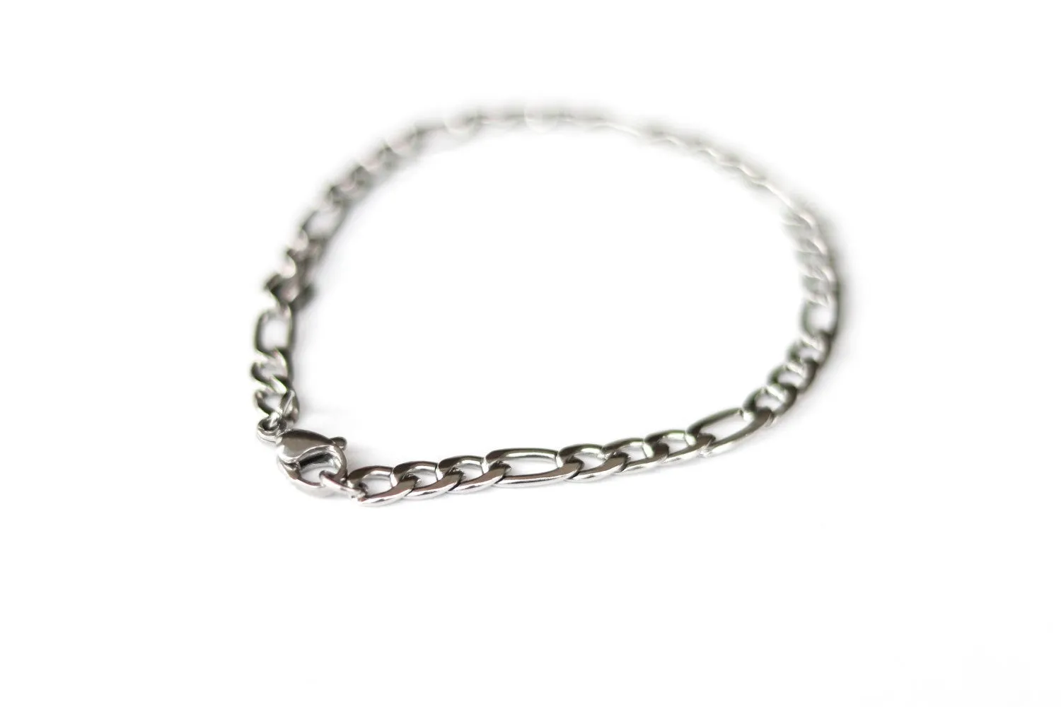 Silver links chain bracelet for men, cable Figaro gourmet chain, waterproof, gift for him, mens jewelry, minimalist jewelry, fathers day