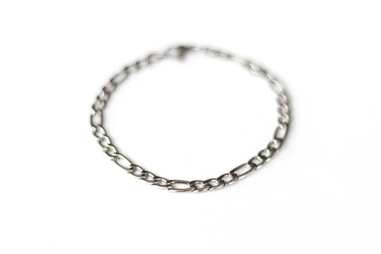 Silver links chain bracelet for men, cable Figaro gourmet chain, waterproof, gift for him, mens jewelry, minimalist jewelry, fathers day