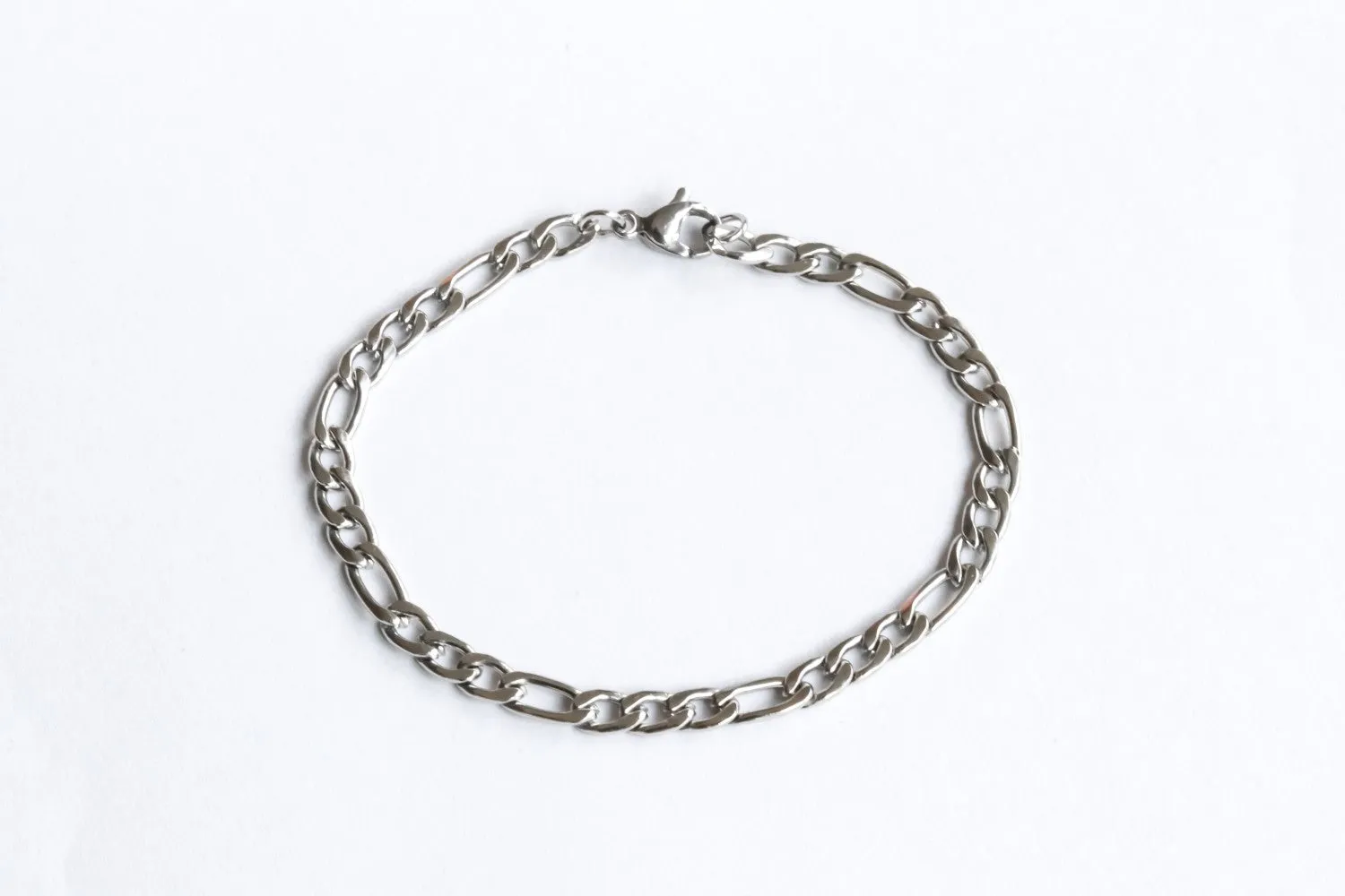 Silver links chain bracelet for men, cable Figaro gourmet chain, waterproof, gift for him, mens jewelry, minimalist jewelry, fathers day