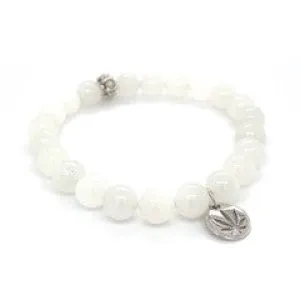 Snow Quartz Beaded Bracelet Sterling Silver Charm
