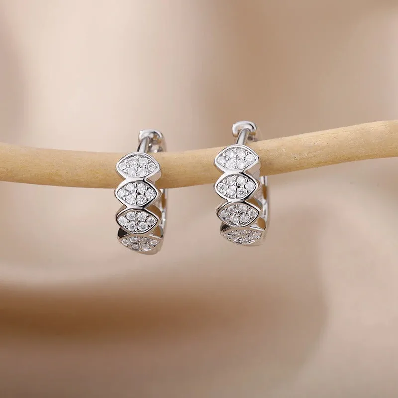 Stainless Steel Dainty Heart Zircon Hoop Earrings Collection