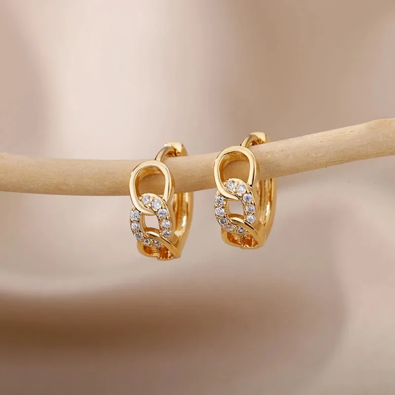 Stainless Steel Dainty Heart Zircon Hoop Earrings Collection