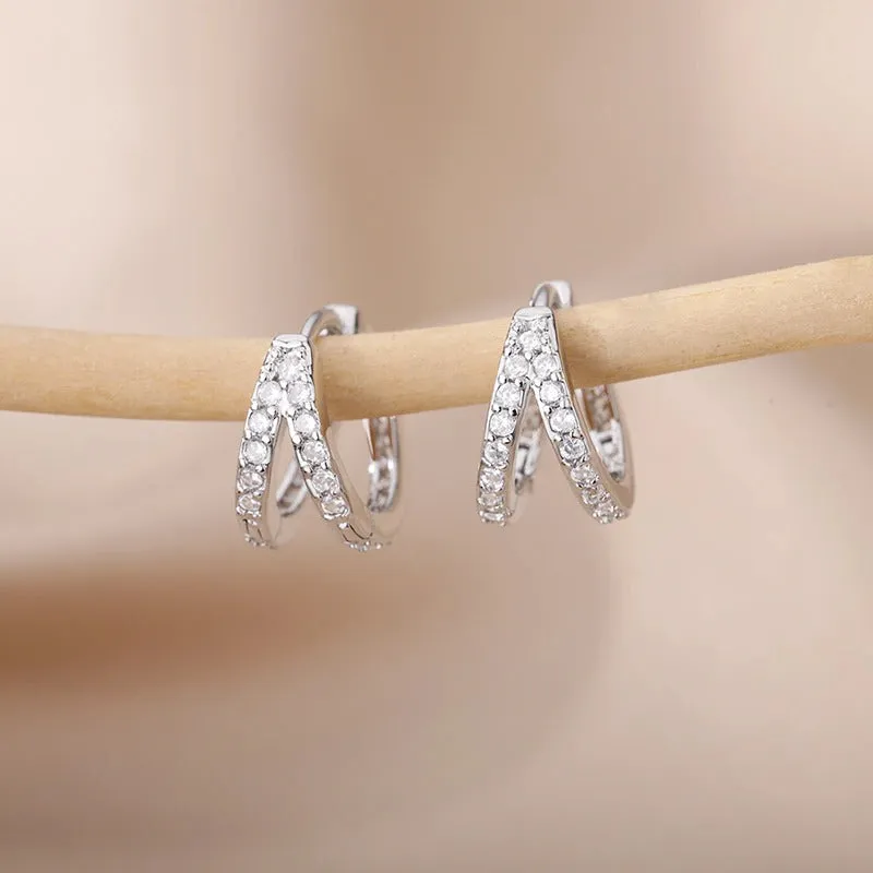 Stainless Steel Dainty Heart Zircon Hoop Earrings Collection