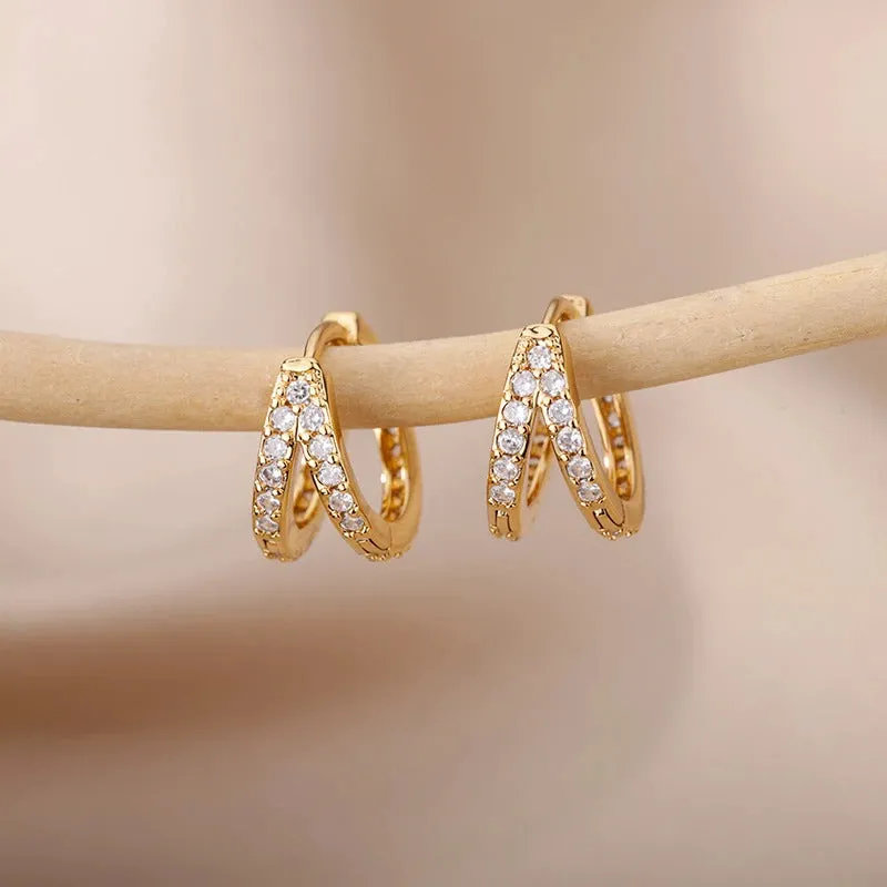 Stainless Steel Dainty Heart Zircon Hoop Earrings Collection