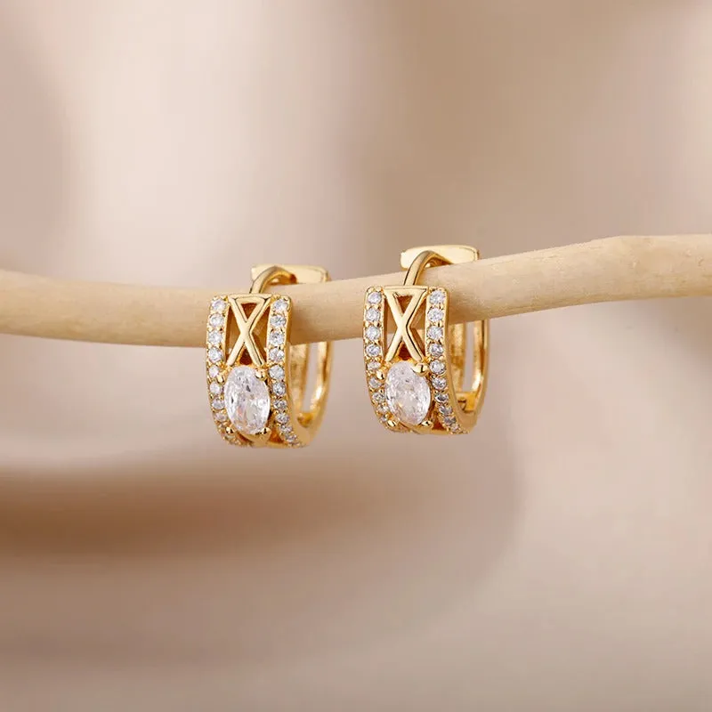 Stainless Steel Dainty Heart Zircon Hoop Earrings Collection