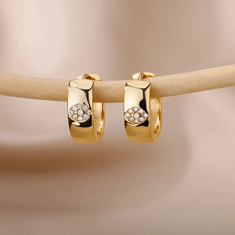 Stainless Steel Dainty Heart Zircon Hoop Earrings Collection