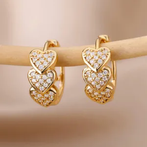 Stainless Steel Dainty Heart Zircon Hoop Earrings Collection