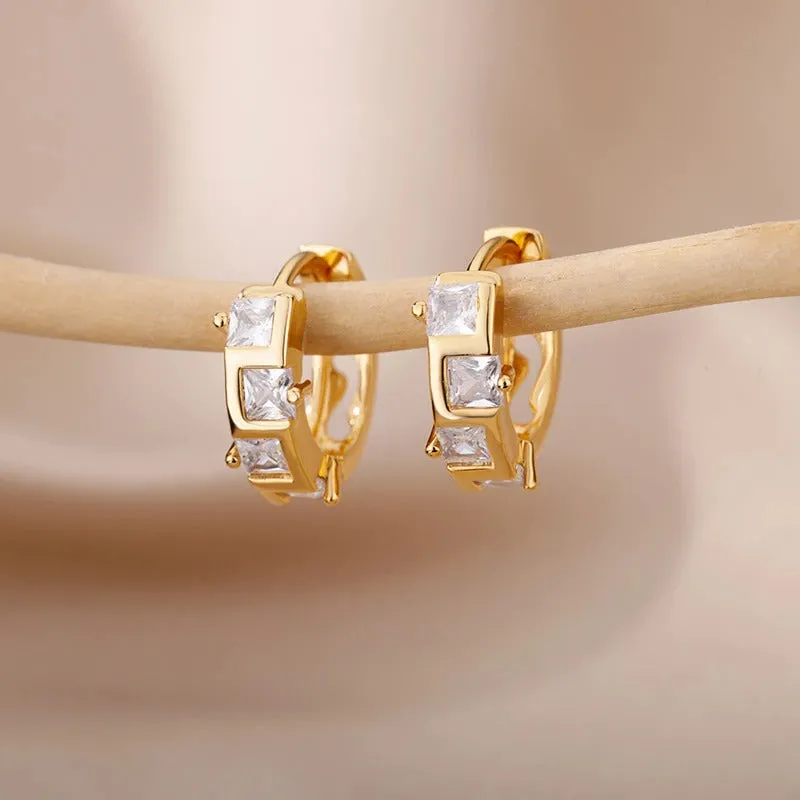 Stainless Steel Dainty Heart Zircon Hoop Earrings Collection