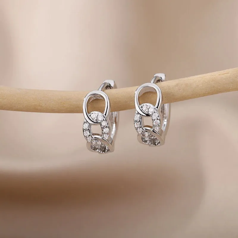 Stainless Steel Dainty Heart Zircon Hoop Earrings Collection