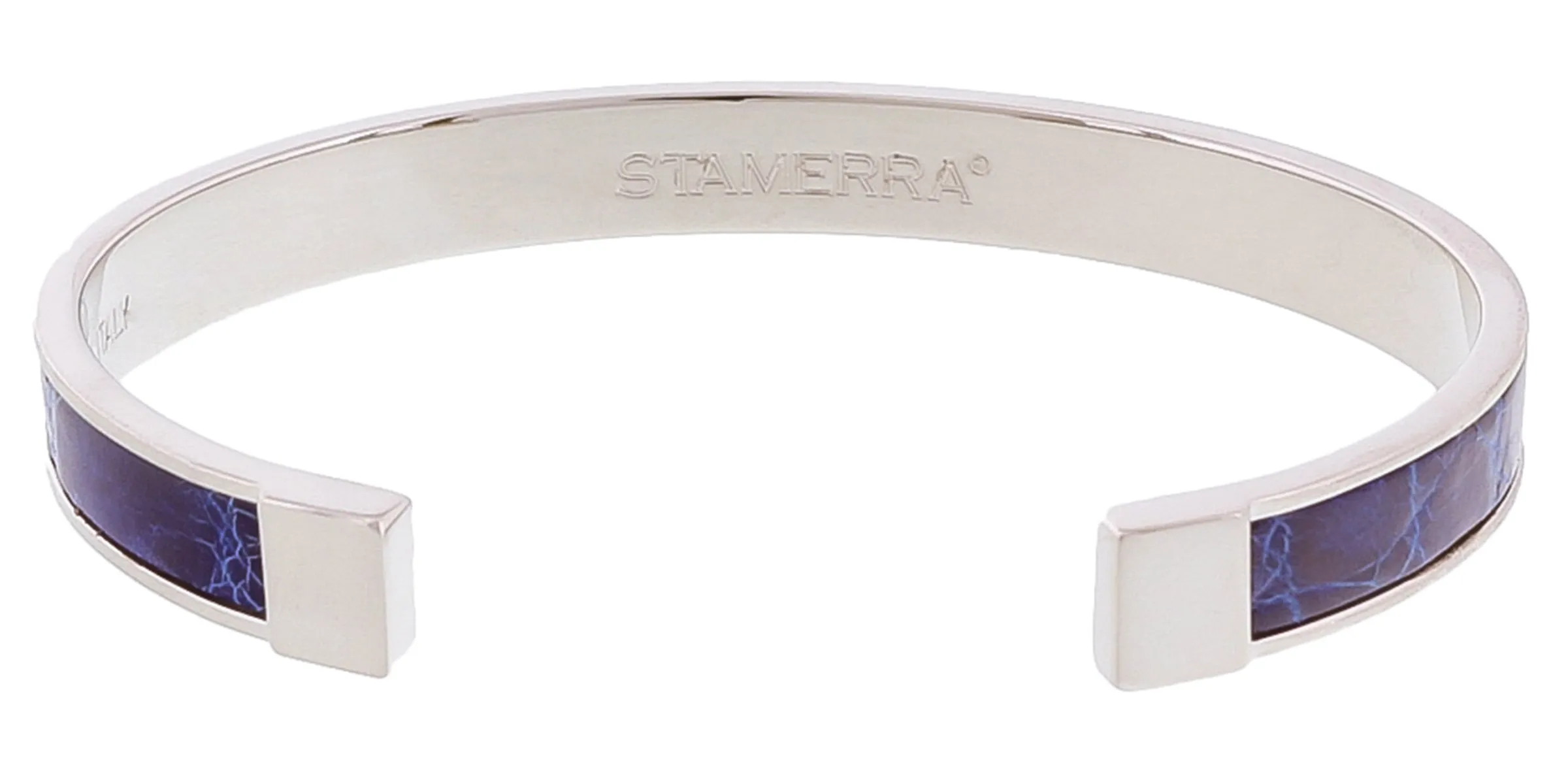 Stamerra PICCOLO CROCCO BLU  Blue/Silver Genuine Crocodile Bracelet