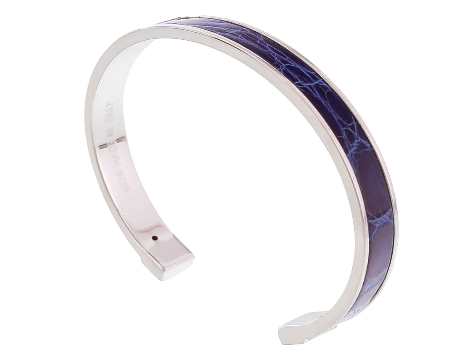 Stamerra PICCOLO CROCCO BLU  Blue/Silver Genuine Crocodile Bracelet