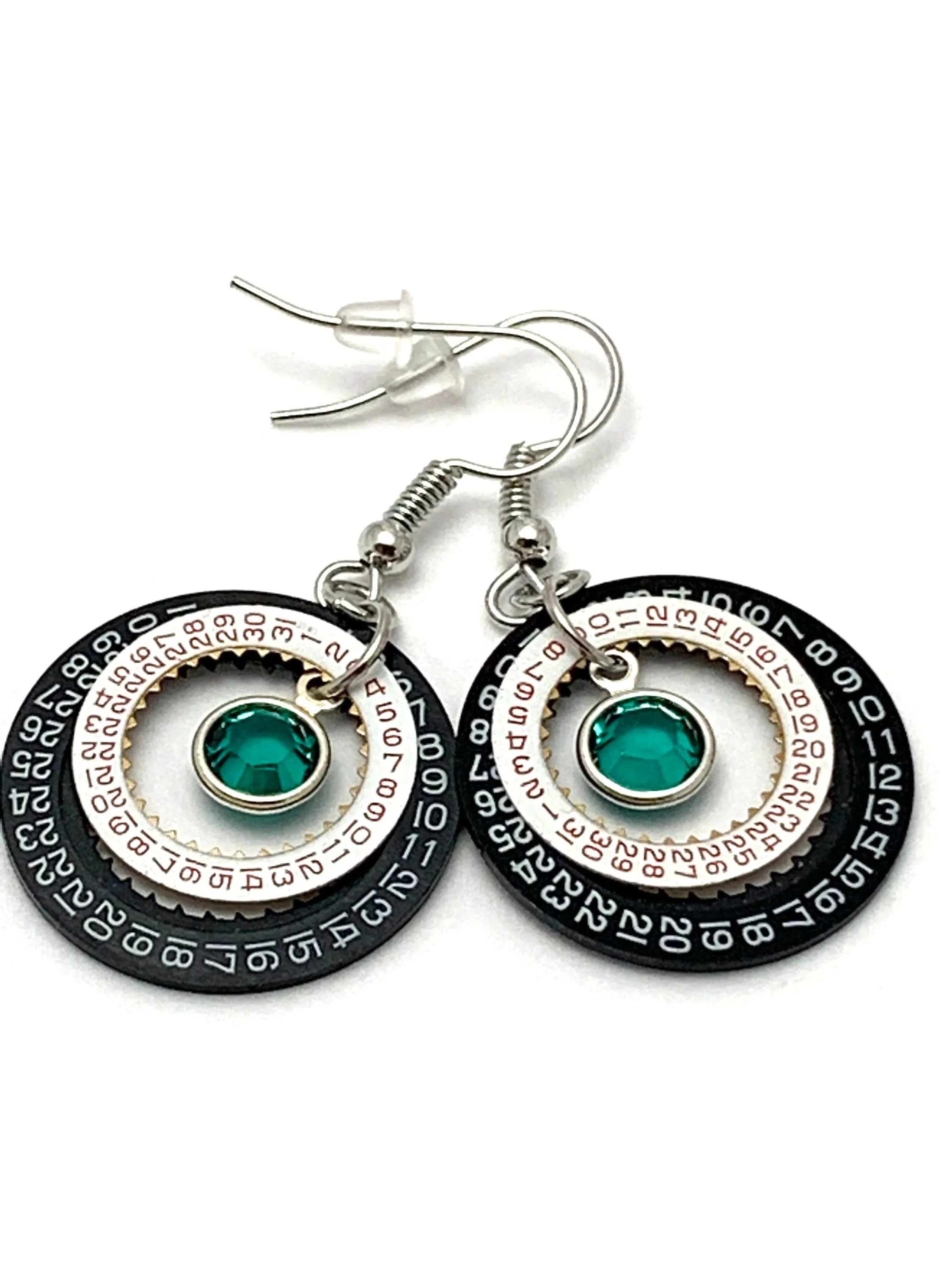 Steampunk Earrings - Blue Zircon - watch face - Watch parts earrings - Hippie - Boho - Womans earrings - For her