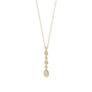 Sterling Silver Gold Plated Rainbow Moonstone Drop Necklace