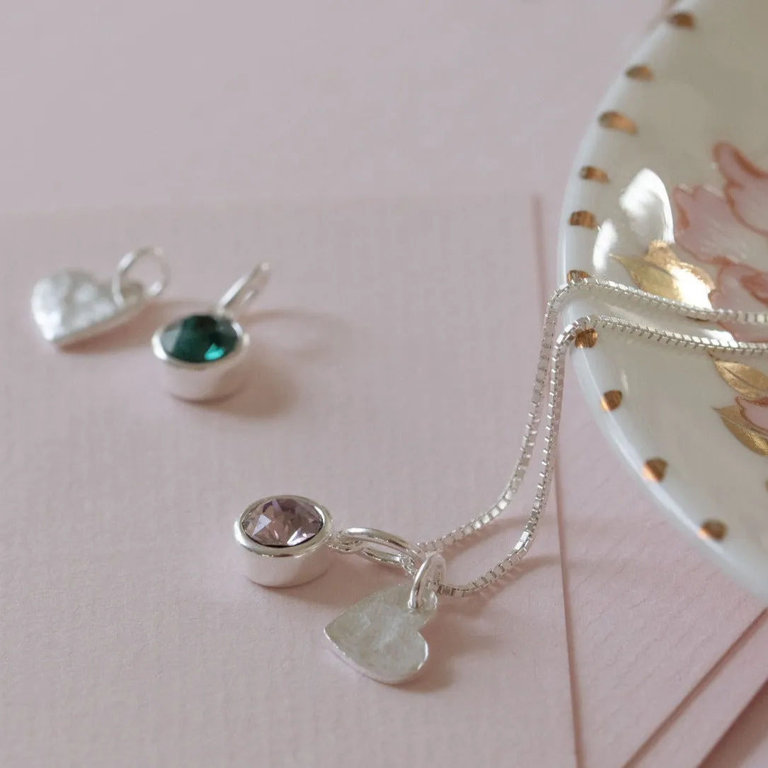 Sterling Silver Heart Birthstone Necklace
