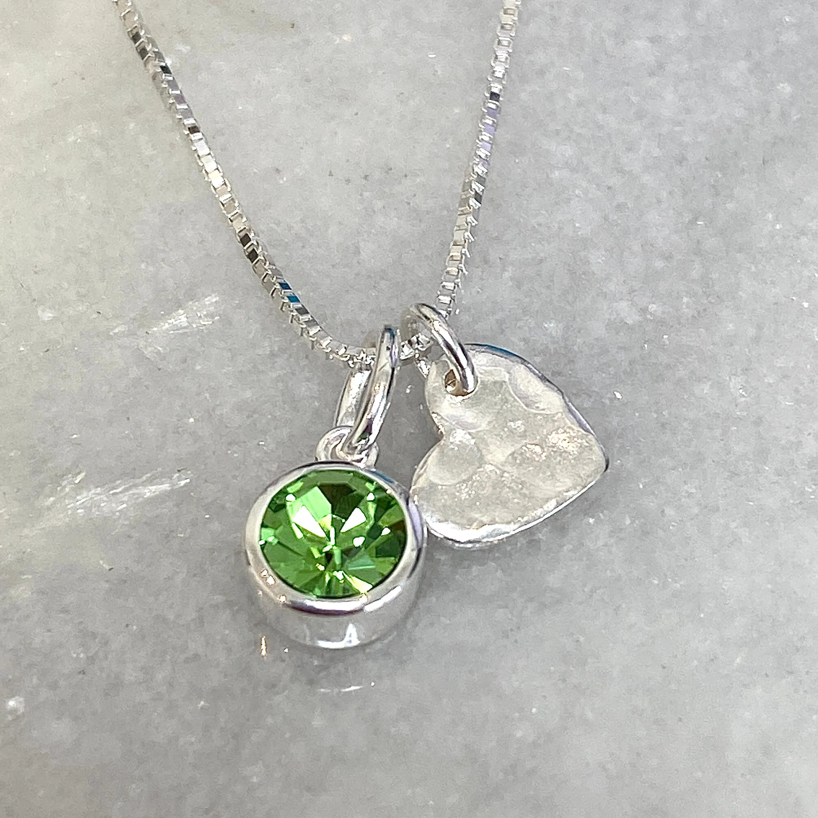 Sterling Silver Heart Birthstone Necklace