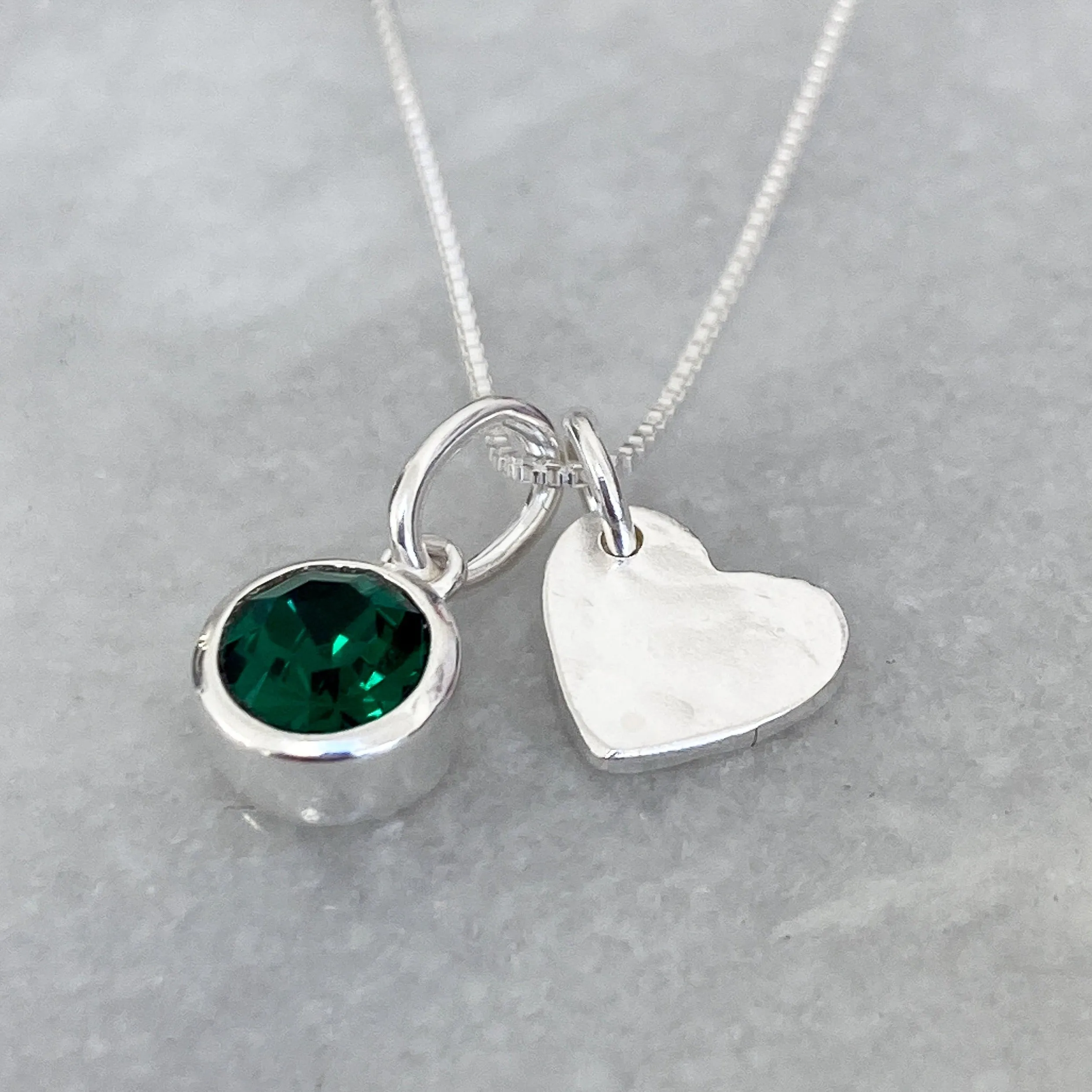 Sterling Silver Heart Birthstone Necklace