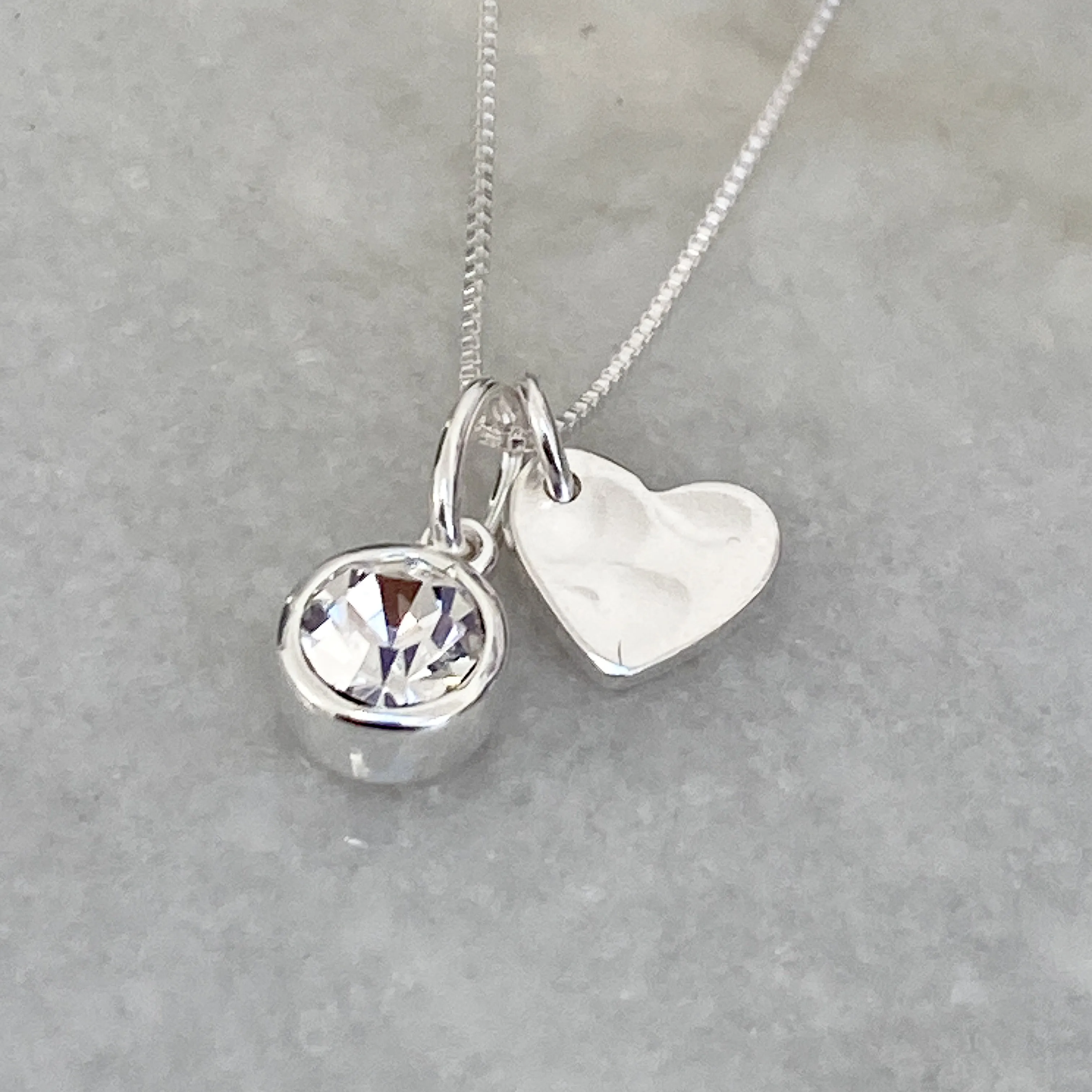 Sterling Silver Heart Birthstone Necklace