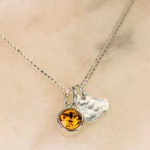Sterling Silver Heart Birthstone Necklace