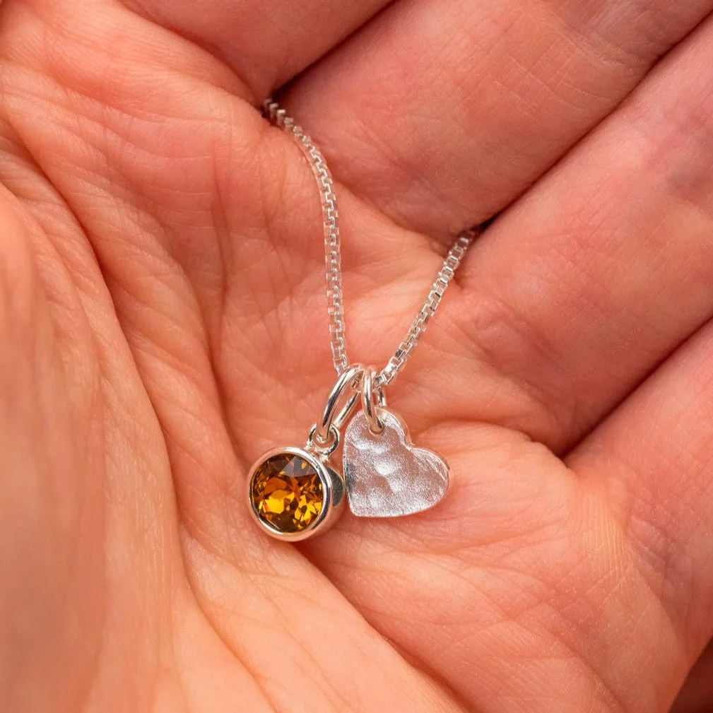 Sterling Silver Heart Birthstone Necklace