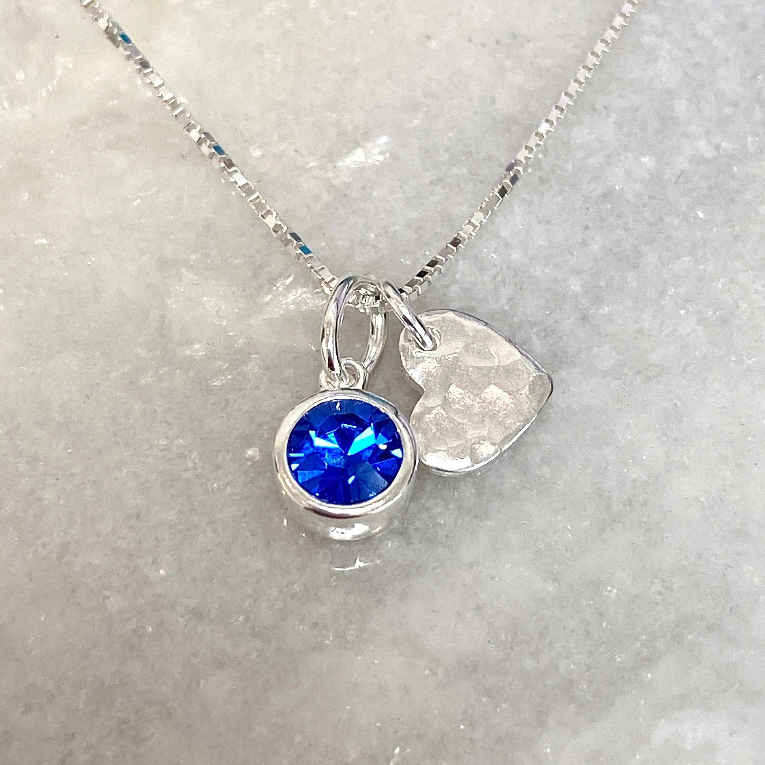 Sterling Silver Heart Birthstone Necklace