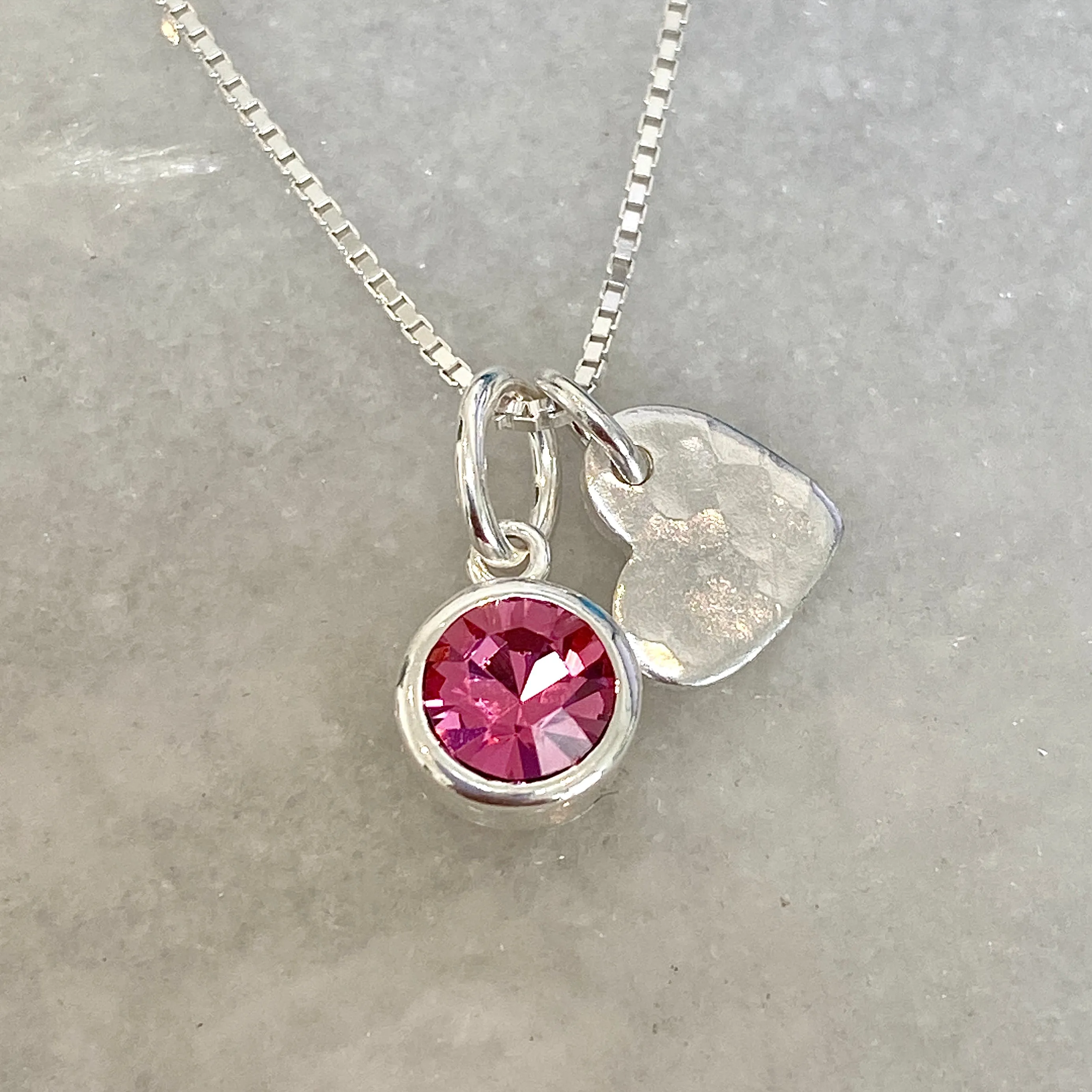 Sterling Silver Heart Birthstone Necklace