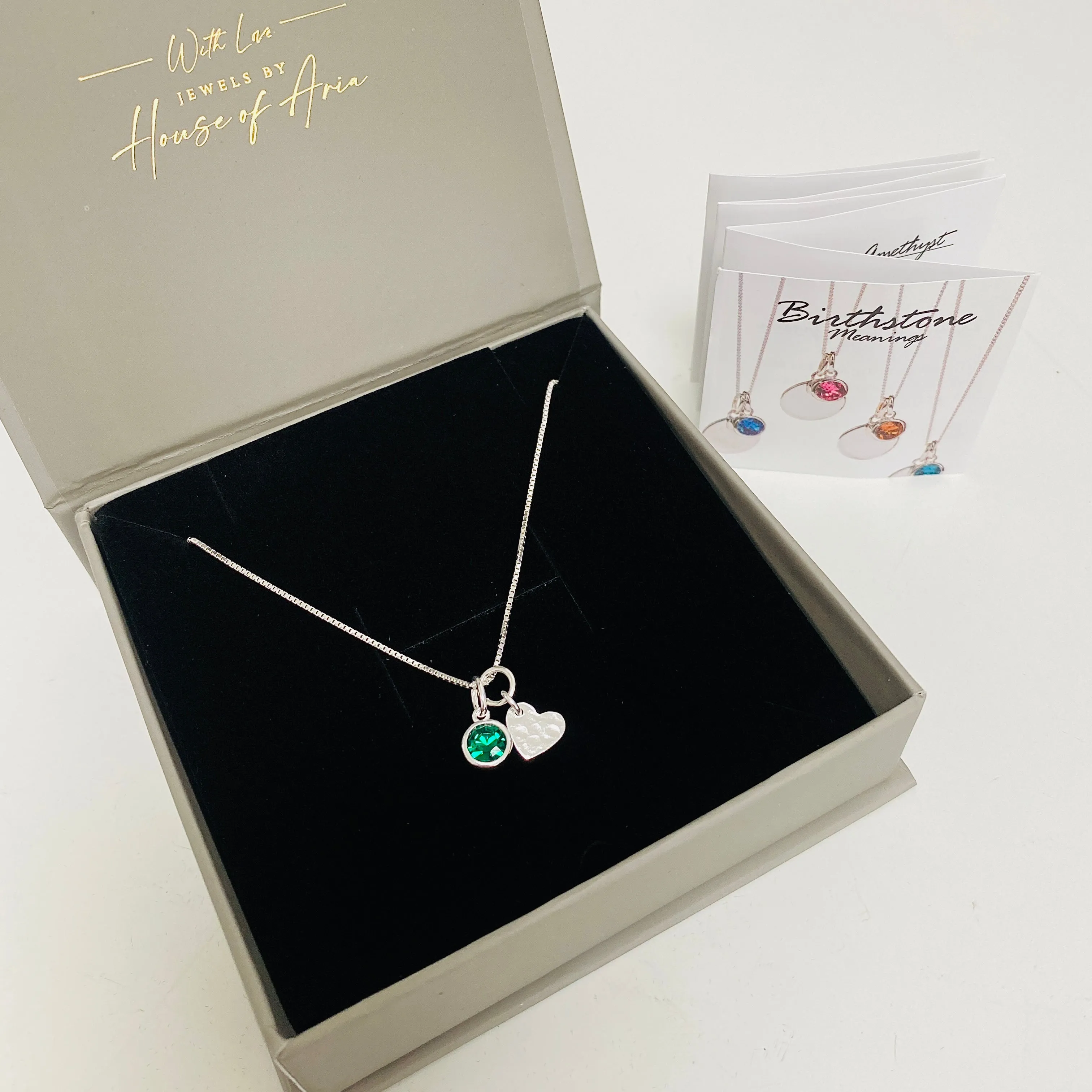 Sterling Silver Heart Birthstone Necklace