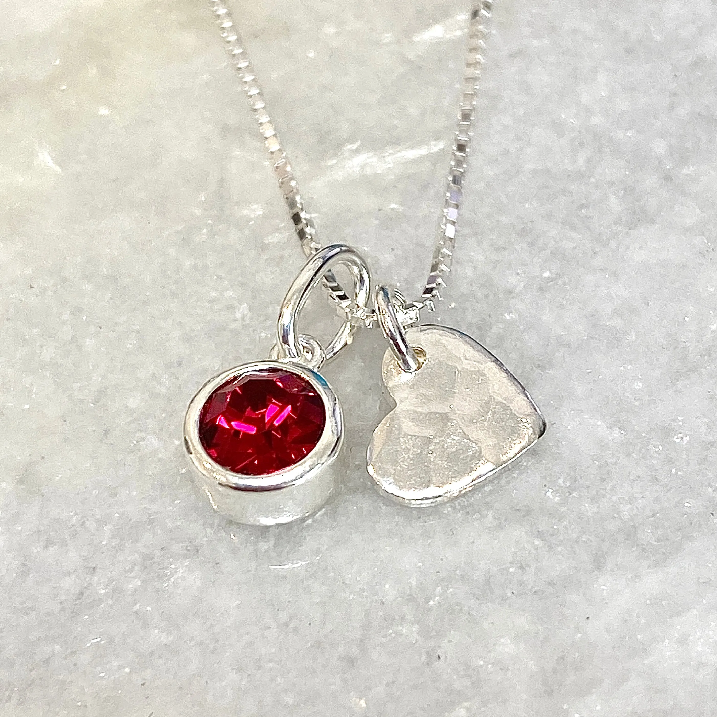 Sterling Silver Heart Birthstone Necklace