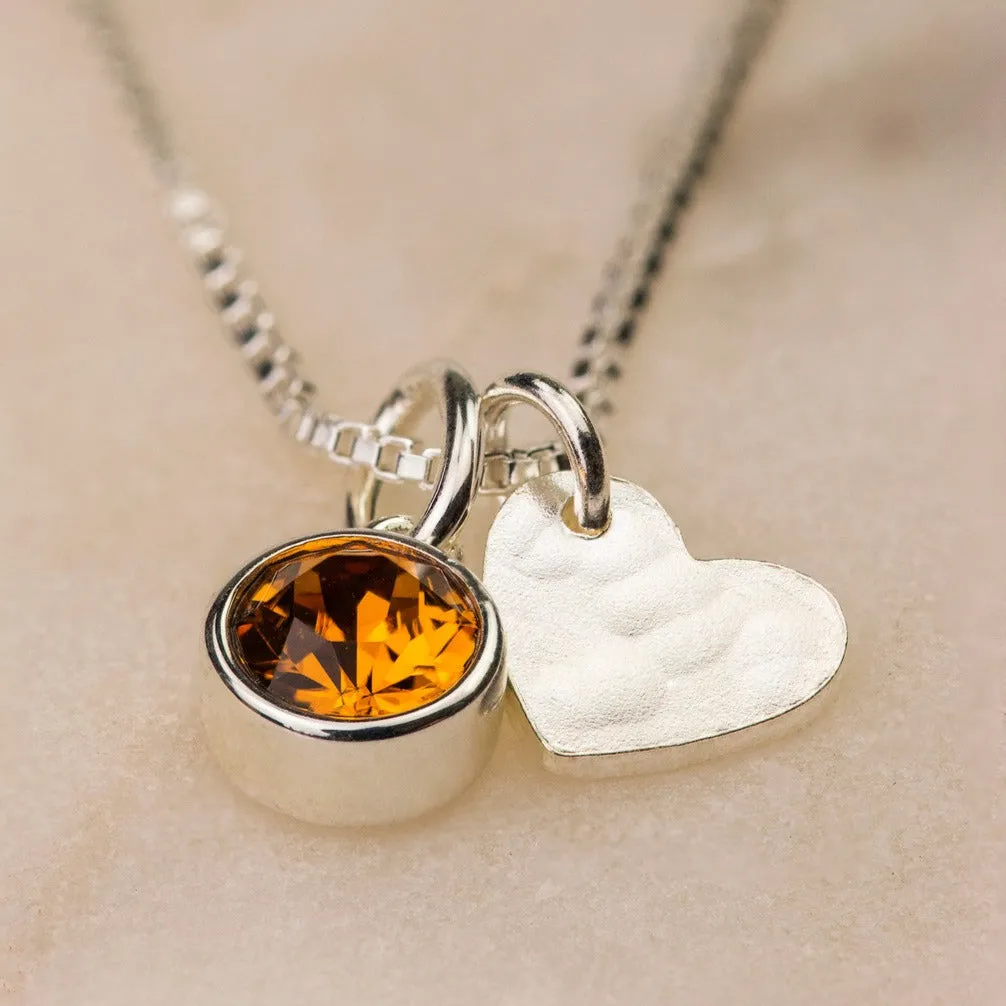 Sterling Silver Heart Birthstone Necklace