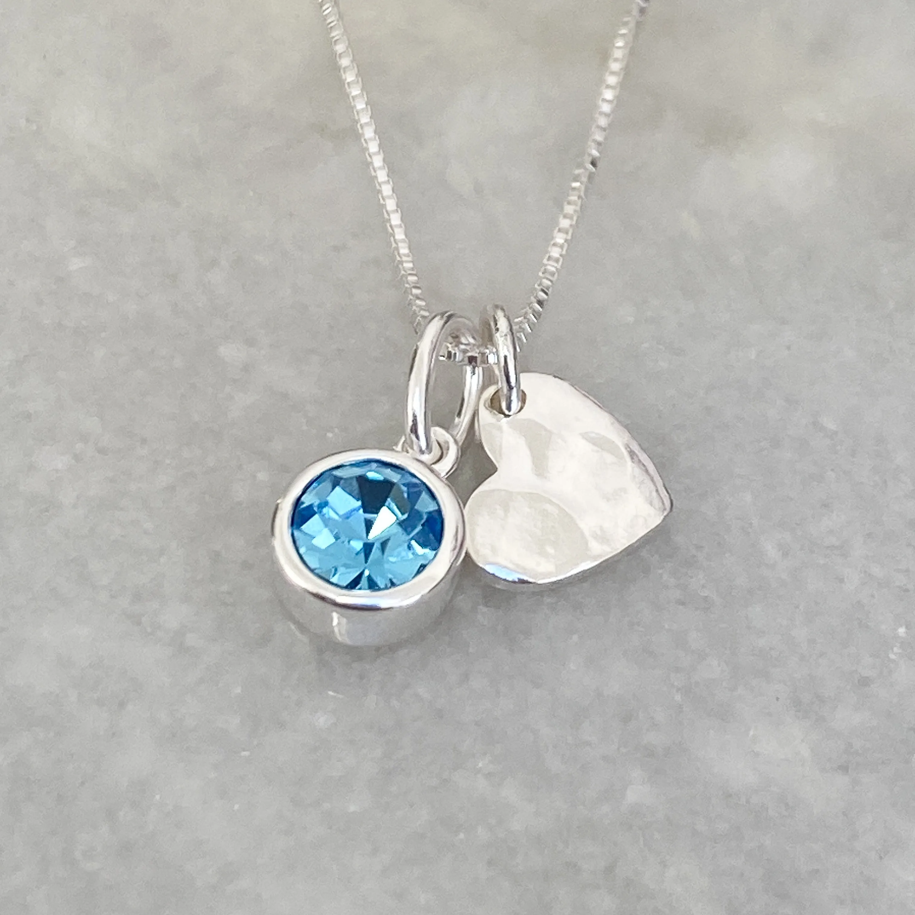 Sterling Silver Heart Birthstone Necklace