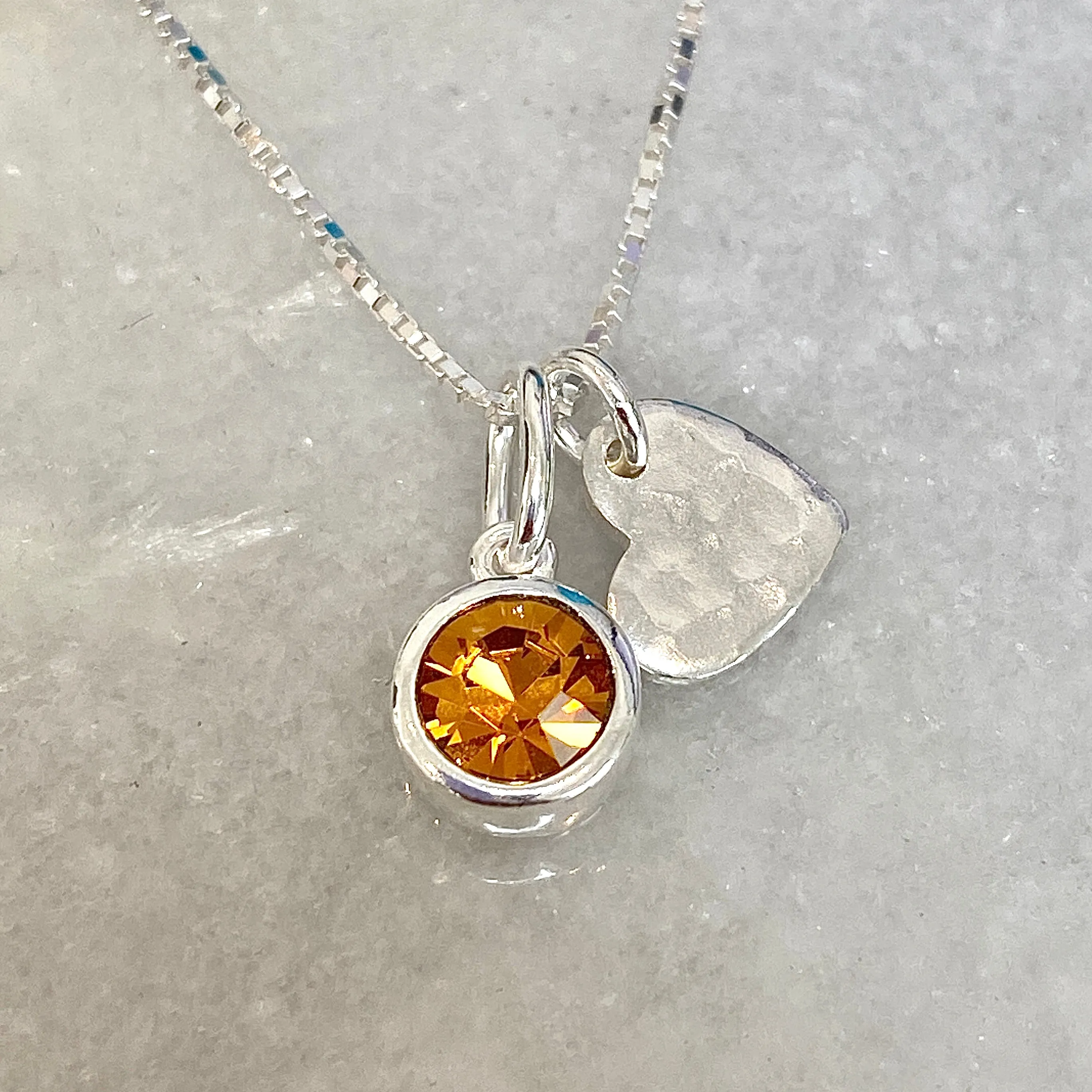 Sterling Silver Heart Birthstone Necklace