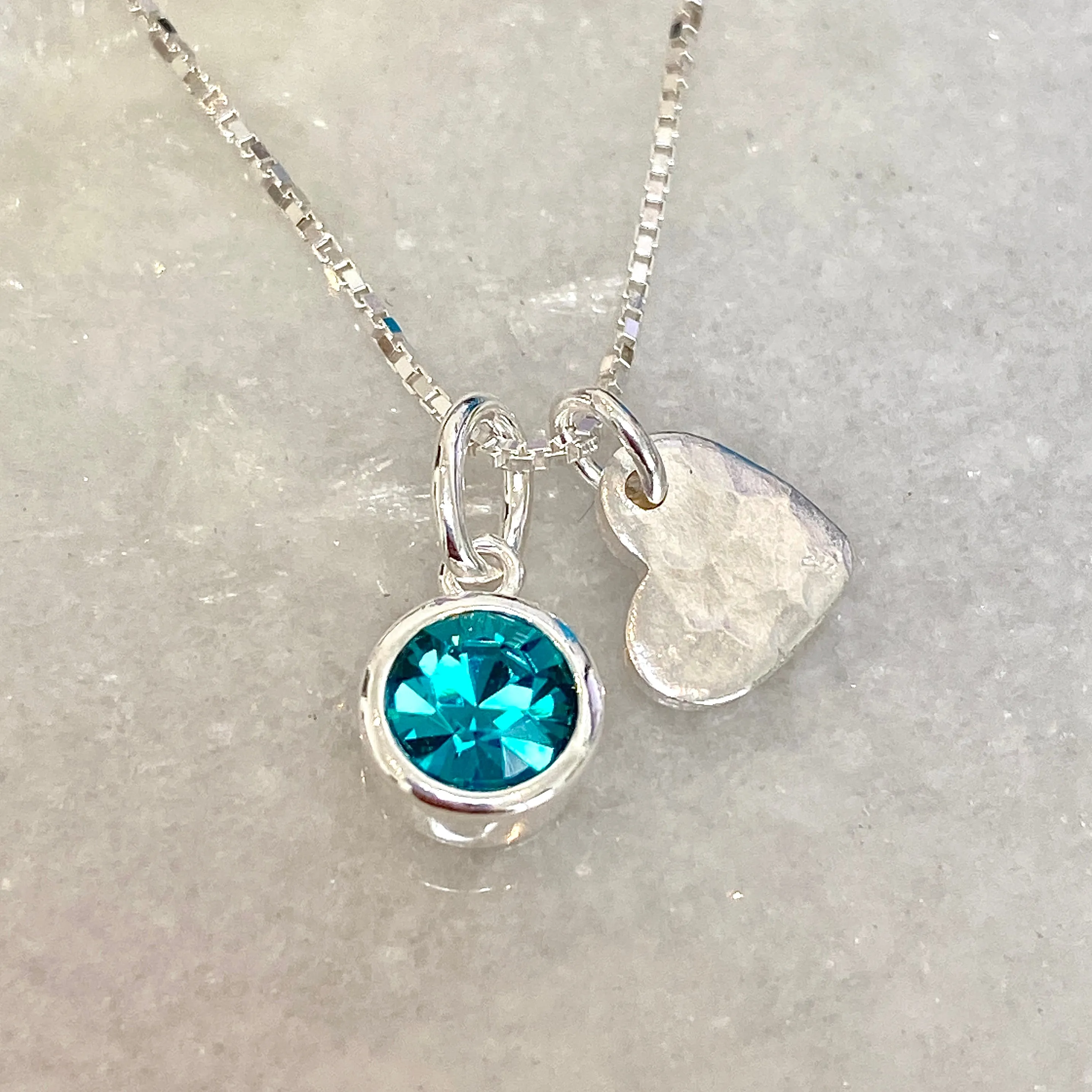 Sterling Silver Heart Birthstone Necklace