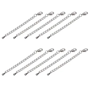Surgical Stainless Steel Silver Tone Extender Chain for Necklace Bracelet 50 55 60 65 70 mm