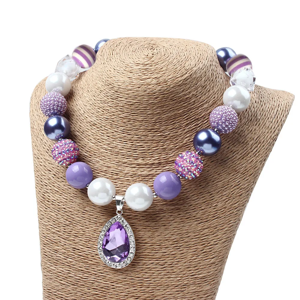 Teardrop Amethyst Pendant Necklace & Hairband Set