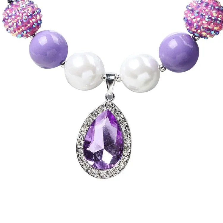 Teardrop Amethyst Pendant Necklace & Hairband Set