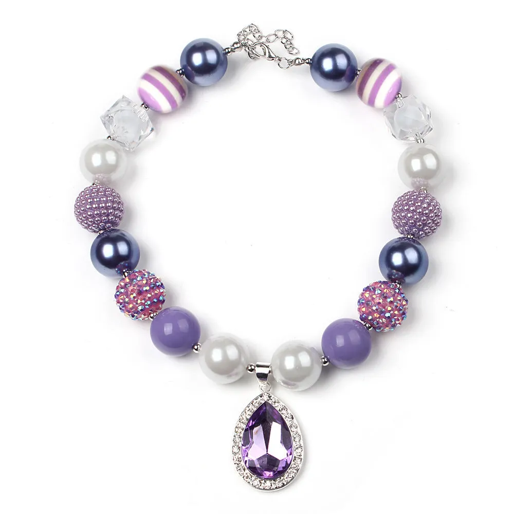 Teardrop Amethyst Pendant Necklace & Hairband Set