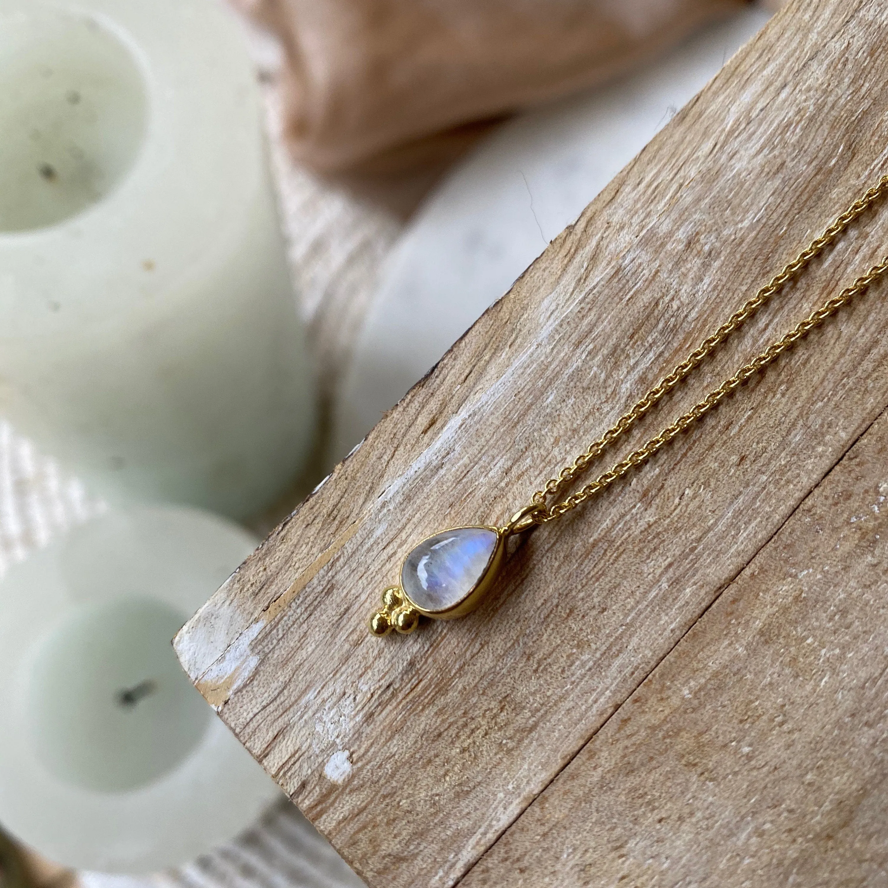 Teardrop Gold Moonstone necklace