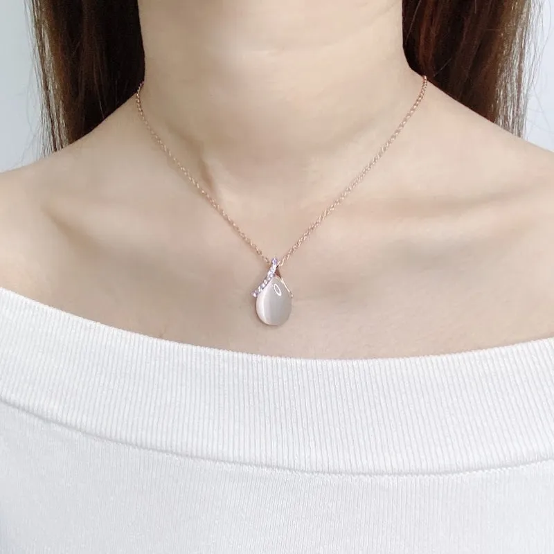 Teardrop Simulated Moonstone Necklace