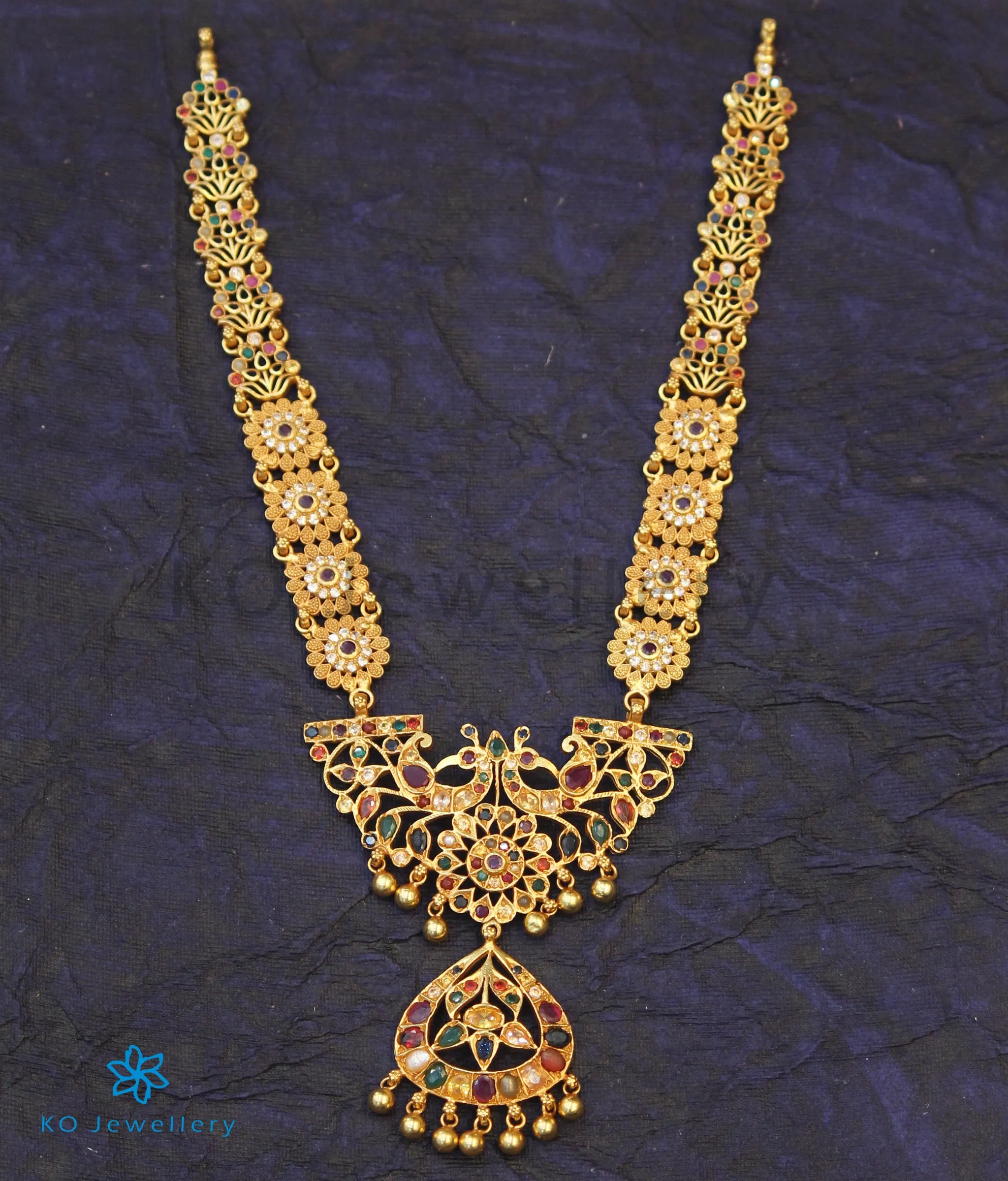 The Bhumi Silver Navaratna Makarakanti Necklace