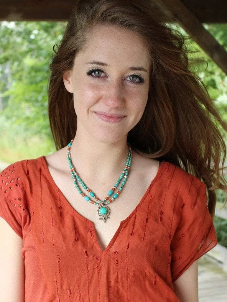 Tibetan Double Strand Drop Necklace